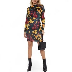 Nasty Gal Autumn Leaves Floral Black Mini Dress